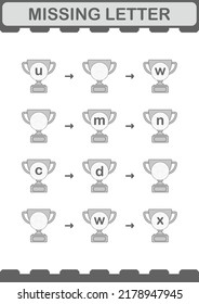 Missing letter with Trophy. Worksheet for kids