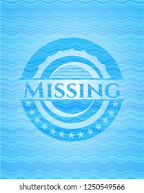 Missing light blue water wave emblem background.