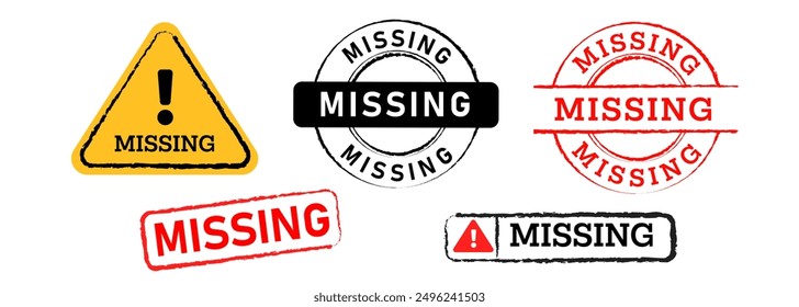 missing lost disappear stamp collection watermark icon label warning sign tag label emblem mark