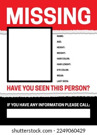 Missing Lost Person Poster Template
