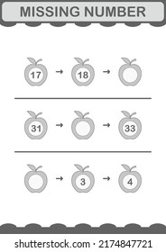 Missing number with Apple. Worksheet for kids