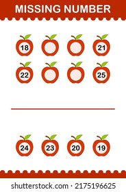 Missing Number With Apple. Worksheet For Kids