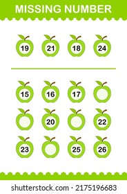 Missing Number With Apple. Worksheet For Kids