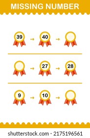 Missing number with Award Medal. Worksheet for kids