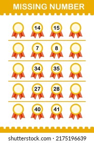 Missing number with Award Medal. Worksheet for kids