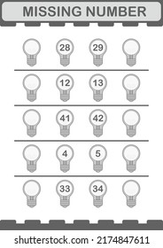 Missing number with Bulb. Worksheet for kids