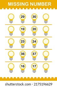 Fehlende Nummer bei Bulb. Arbeitsblatt für Kinder