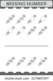 Missing number with Crayon. Worksheet for kids