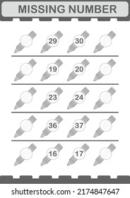 Missing number with Crayon. Worksheet for kids