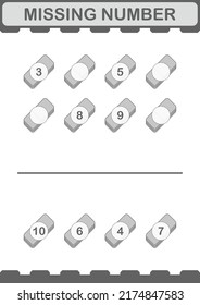 Fehlende Nummer mit Eraser. Arbeitsblatt für Kinder