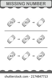 Missing number with Eraser. Worksheet for kids