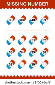 Missing number with Eraser. Worksheet for kids