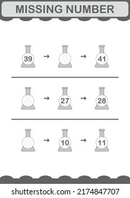 Missing number with Erlenmeyer Flask. Worksheet for kids