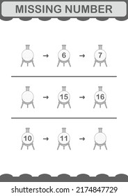 Missing number with Florence Flask. Worksheet for kids