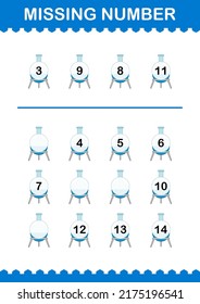 Missing number with Florence Flask. Worksheet for kids