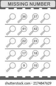 Missing number with Magnifying Glass. Worksheet for kids