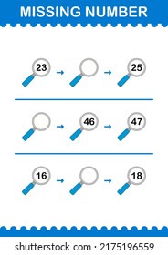 Missing number with Magnifying Glass. Worksheet for kids