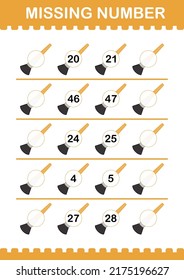 Missing number with Paintbrush. Worksheet for kids