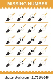 Missing number with Paintbrush. Worksheet for kids