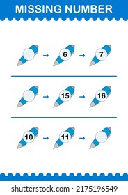 Missing number with Pen. Worksheet for kids
