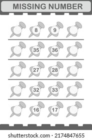 Missing number with Push Pin. Worksheet for kids