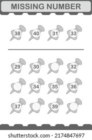 Missing number with Push Pin. Worksheet for kids
