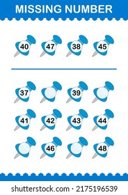 Missing number with Push Pin. Worksheet for kids