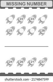 Missing number with Rocket. Worksheet for kids