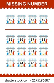 Missing number with Test Tube. Worksheet for kids