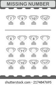 Missing number with Trophy. Worksheet for kids