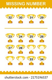 Missing number with Trophy. Worksheet for kids