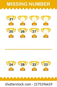 Missing number with Trophy. Worksheet for kids