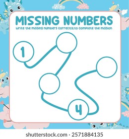 Missing numbers worksheet. Write the answer correctly. Educational printable math worksheet. Counting practice. Learning about number