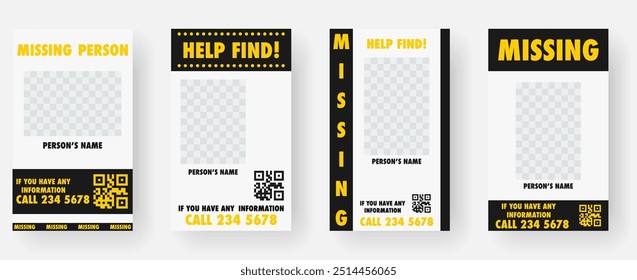 Missing person, help find poster frame collection