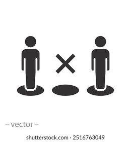 missing person icon, attendance concept, absenteeism worker, absent employee, flat vector illustration