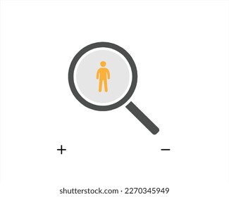 missing person search vector icon, due to kidnapping, deep drowning. magnifying glass concept highlighting missing persons.
