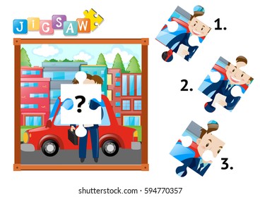 Missing piece of jigsaw of businessman illustration