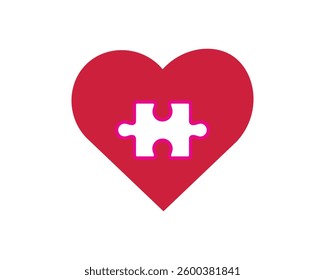 Missing piece jigsaw puzzle. Art, care, design, icon, idea, illustration,  loss, love, logo, medical,  puzzle, symbol, vector.