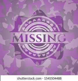 Missing pink on camo pattern. Vector Illustration. Detailed.