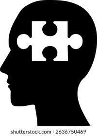 Missing Puzzle Piece in Mind Silhouette