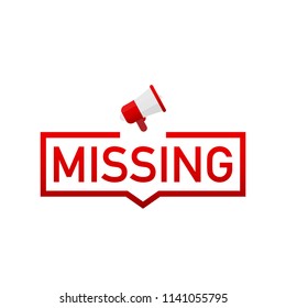 Missing red label on white background. Vector stock illustration.