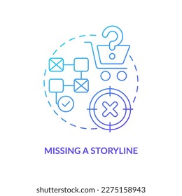 Missing storyline blue gradient concept icon. Frequent company mistake to avoid. Finding new consumers abstract idea thin line illustration. Isolated outline drawing. Myriad Pro-Bold font used