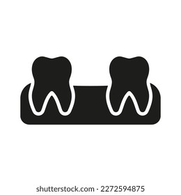 Missing Teeth in Gym Silhouette Icon. Human Tooth Lose Glyph Pictogram. Oral Disease. Lost Baby Tooth. Space between Teeth. Dental Treatment Solid Sign. Dentistry Symbol. Isolated Vector Illustration.
