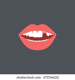 missing teeth icon in flat style