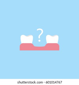 Missing tooth flat icon, Dental and medicine, loose tooth vector graphics, a colorful solid pattern on a blue background, eps 10.