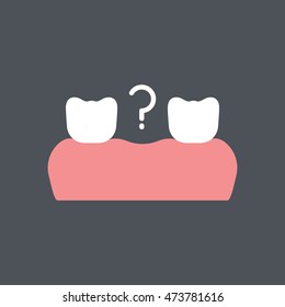 Missing Tooth Icon In Flat Style