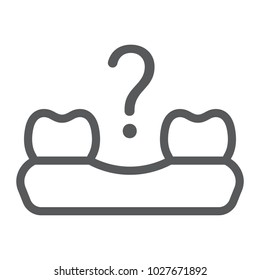 Missing tooth line icon, stomatology and dental, loose tooth sign vector graphics, a linear pattern on a white background, eps 10.