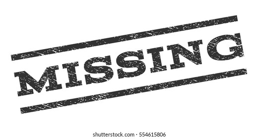 Missing watermark stamp. Text tag between parallel lines with grunge design style. Rubber seal stamp with scratched texture. Vector gray color ink imprint on a white background.
