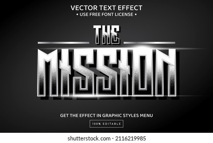 The mission 3D editable text effect template