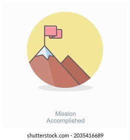 Mission Accomplished or Mountain Icon Concept